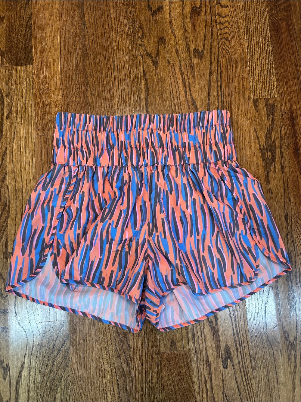 Women's High-Waist Pink & Blue Printed Shorts